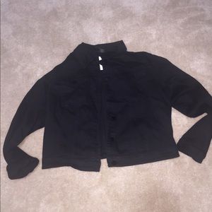 Black plus stretchy jean jacket